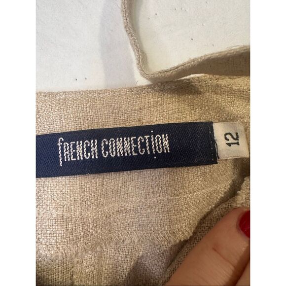 French Connection Linen Maxi Dress Beige Size AU 12 - Picture 4 of 8